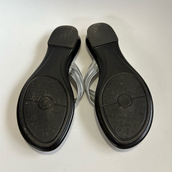 Italian Shoemakers Aleena sandals size 7 metallic steel flat with slight heel - Picture 4 of 6